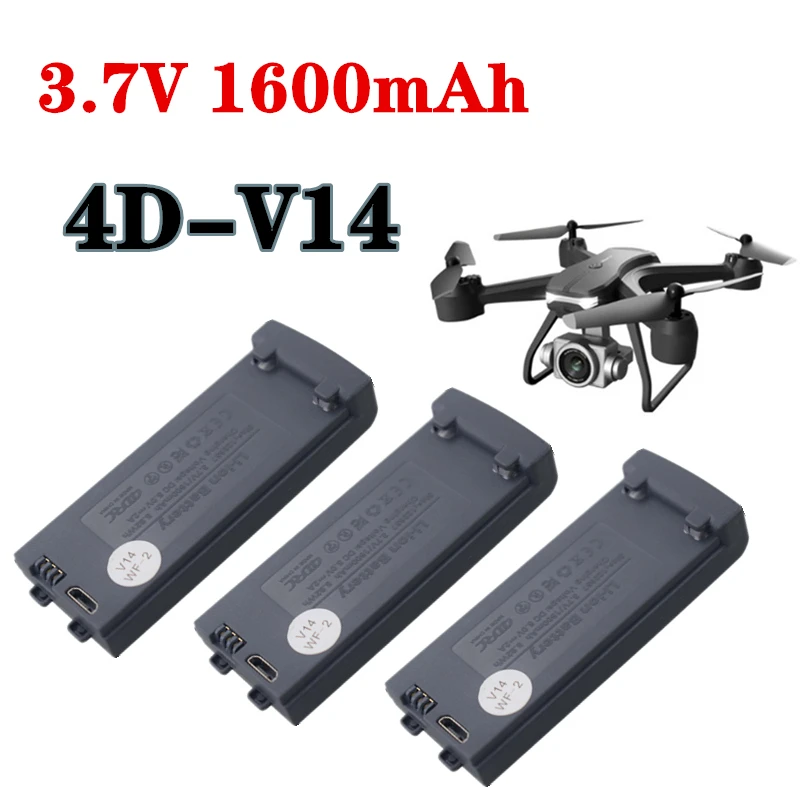 Upgraded 1S 3.7V 1600mah Lipo Battery For 4D-V14 4DV14 RC Quadcopter Helicopter Accessories Drone Spare Parts 3.7V Battery