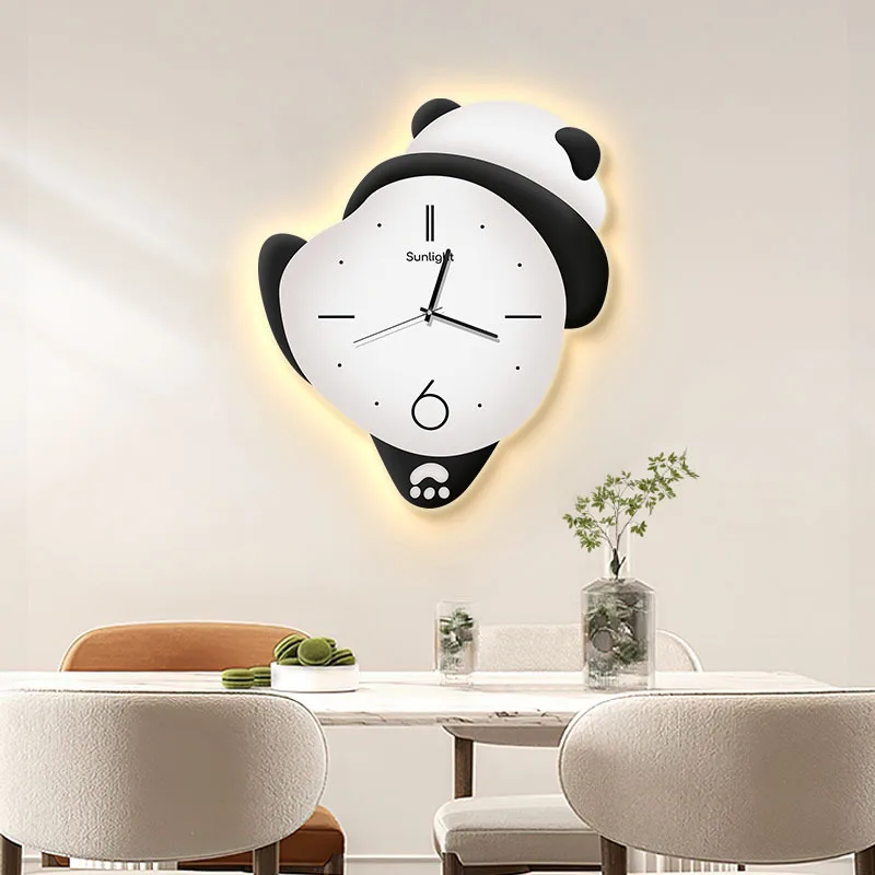 

Cute Panda Clock Family Bedroom Cartoon Clock Decoration Children's Room Wall Hanging Clock Silent No Punch