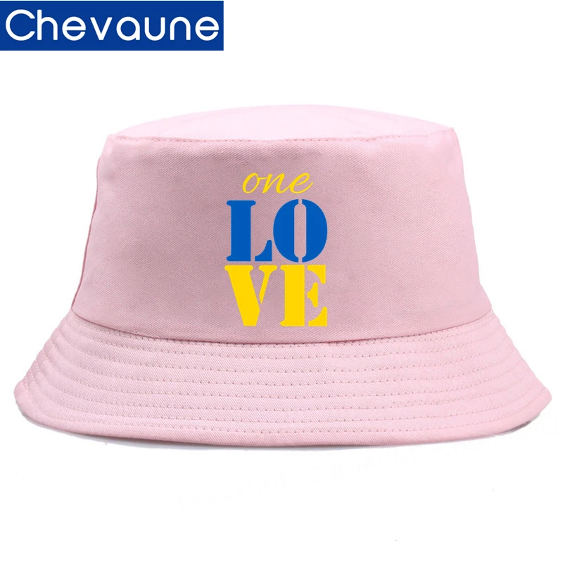 One Love Ukraine National Flag Men Women Bucket Hat Beach Windproof Panama Cap Visor Sun Hats Fashion Creative Fisherman Caps