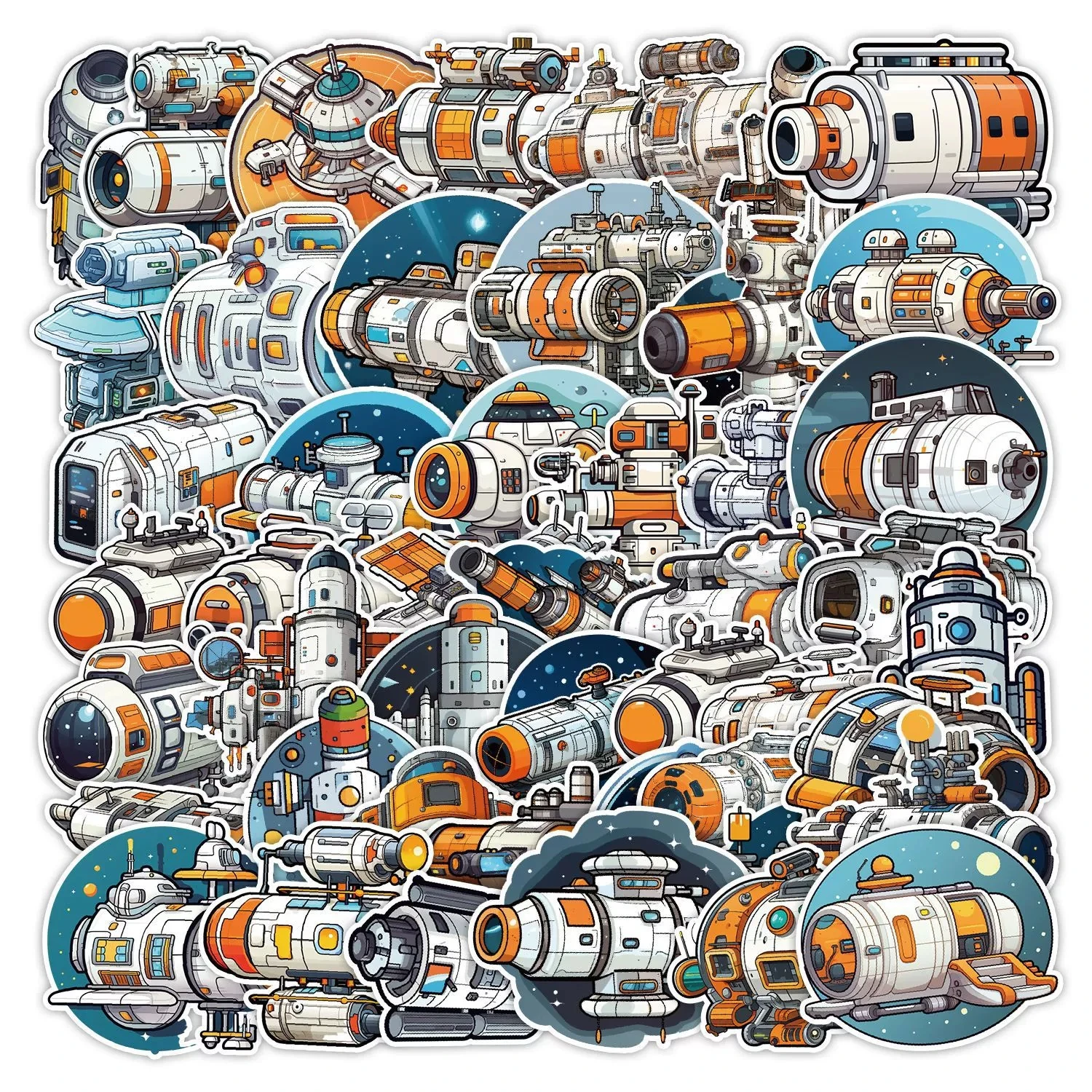 

50/100PCS Space Station Graffiti Stickers, Refrigerator Luggage Water Cup Decorative Stickers, Waterproof Creative Stickers