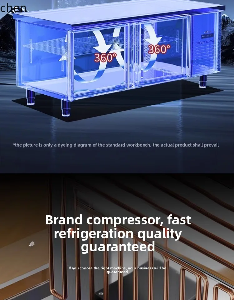 HTT выдвижной холодильный верстак, кухонная коммерческая морозильная камера, консоль, горизонтальная морозильная камера с воздушным охлаждением