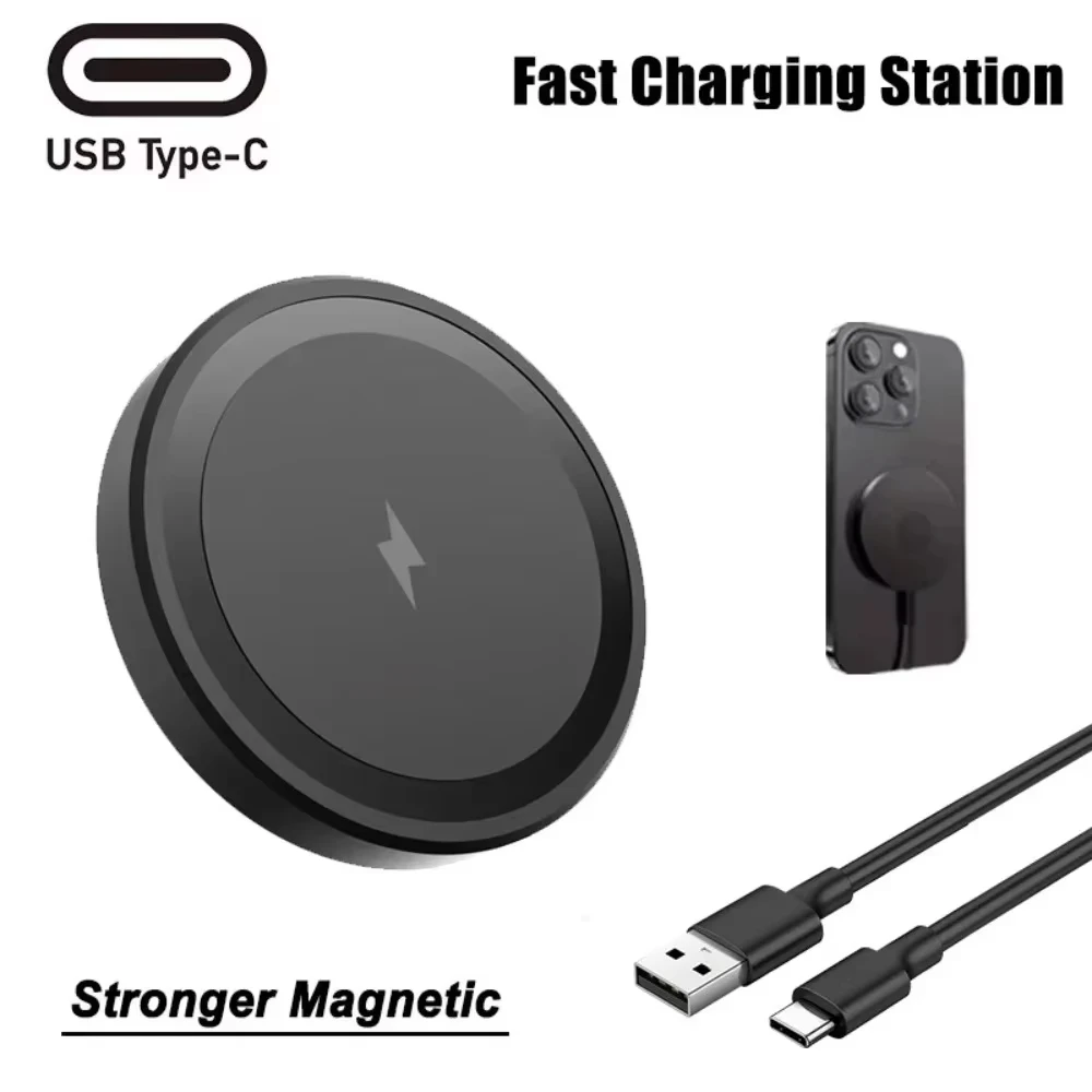 Mini Carregador Magnético Sem Fio com Ímã Forte para iPhone 18 17 16 15 14 13, Fino e Portátil, Carregamento Rápido de 15W