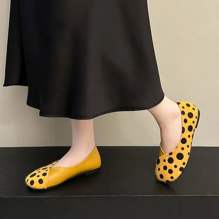 Frühlings-Neuheit: Damen-Flachschuhe mit Runder Spitze, Gepunktetem Wildleder, Bequeme Alltags-Loafer für Büro und Straße – Detail 23