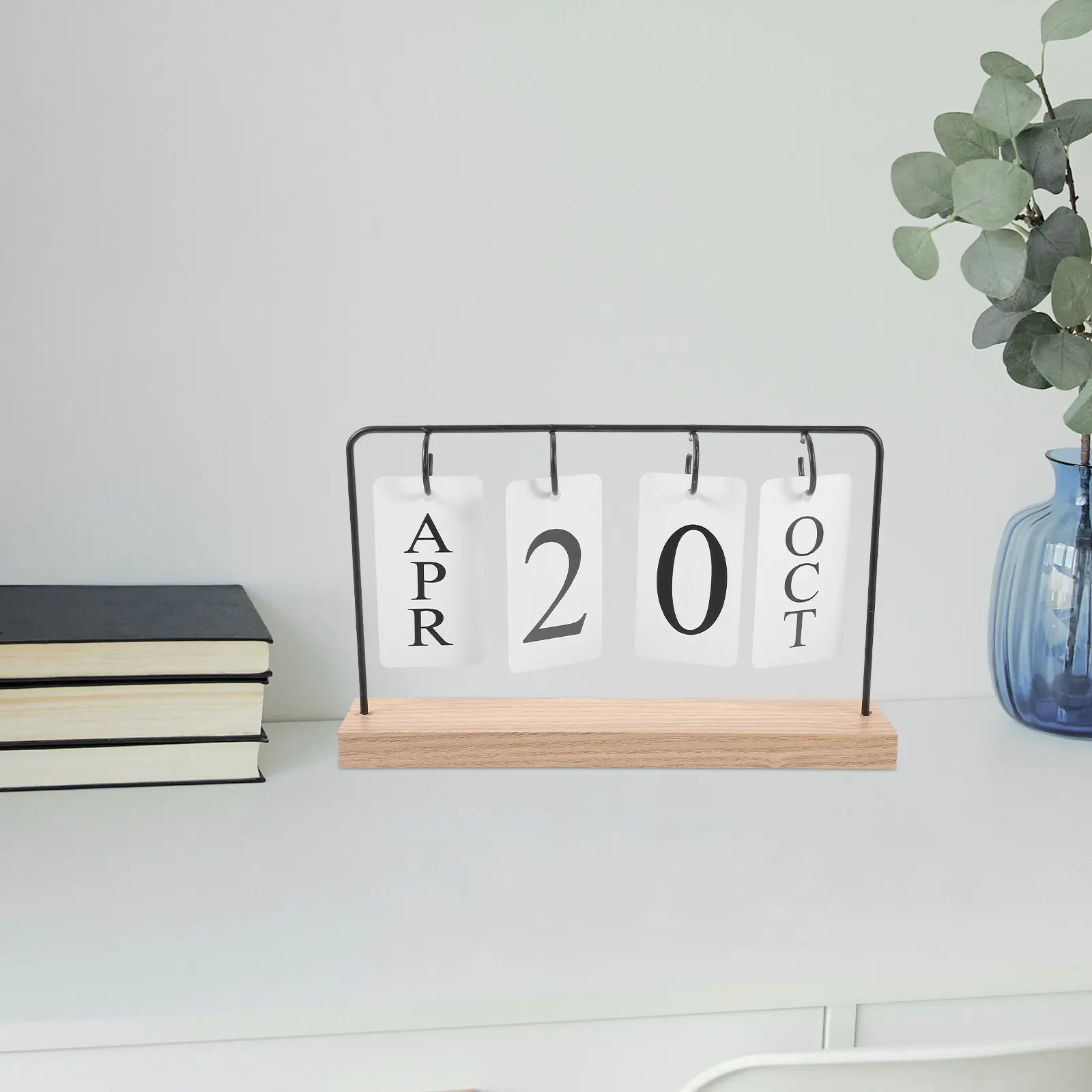 

Standing Flip Calendar Wooden Desktop Perpetual Planner Reusable Date Month Display Decorative Desk Accessory Minimalist Vintage