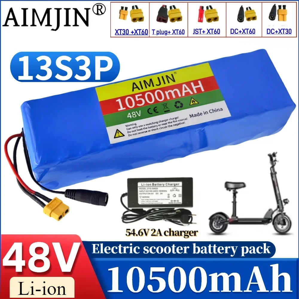 

Original 48V Rechargeable battery 48V 10.5Ah 1000W 13S3P 18650 lithium-ion battery pack for 54.6V electric scooters with BMS