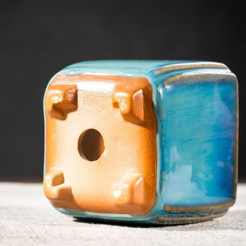 Modern Style Blue Glazed Porcelain Succulent Plant Pot Flowerpot With A Hole Ceramic Crafts Home Garden Decor