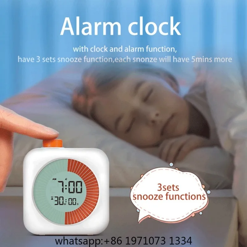 Digital Productivity Timer Visual Count Up/Down Function Alarm Clock Snooze Setting Sound Reminder Kids Time for Learning