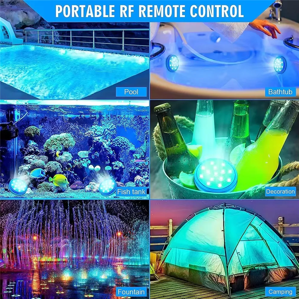 Imagem -05 - Luzes Led para Piscina Remoto Ventosa Magnética Luz Flutuante Subaquática Ip68 Impermeável Luzes de Casamento 16 Cores Mudando