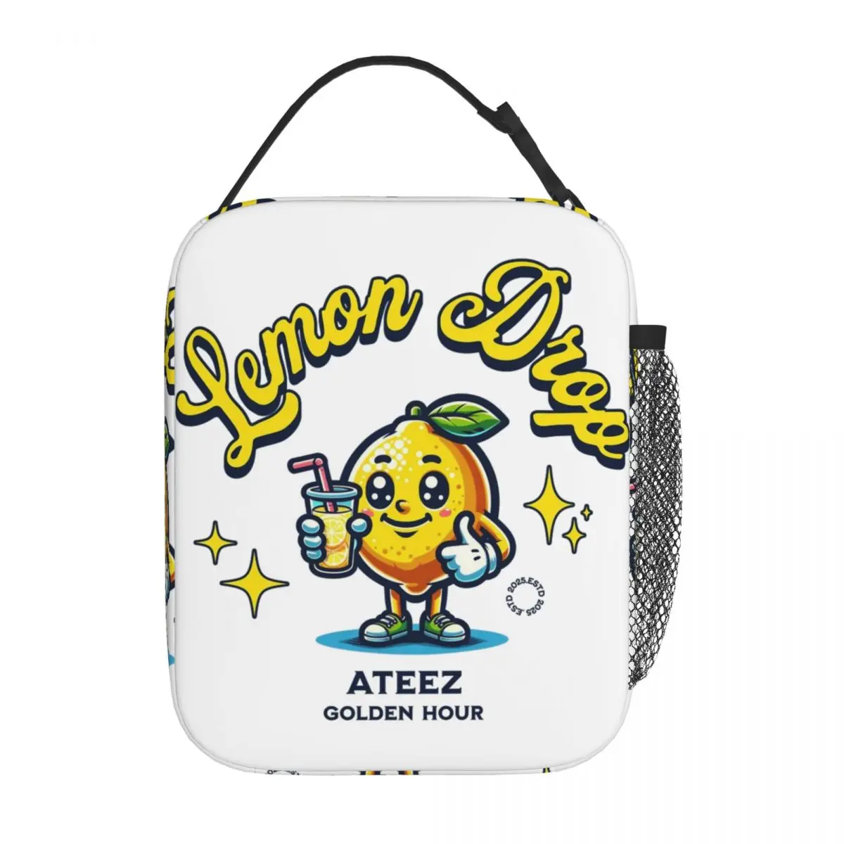 

ATEEZ Lemon Drop 2025 Thermal Insulated Lunch Bag Golden Hour Part 3 Portable Bento Box Men Women Thermal Cooler Lunch Boxes