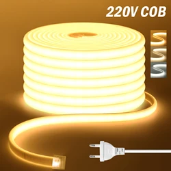 288LEDs/M COB NEON Light 220V 40M 35M 30M 25M 20M 15M 10M FOB Tape Ribbon EU UK Plug IP67 Waterproof Linear Lighting For Bedroom