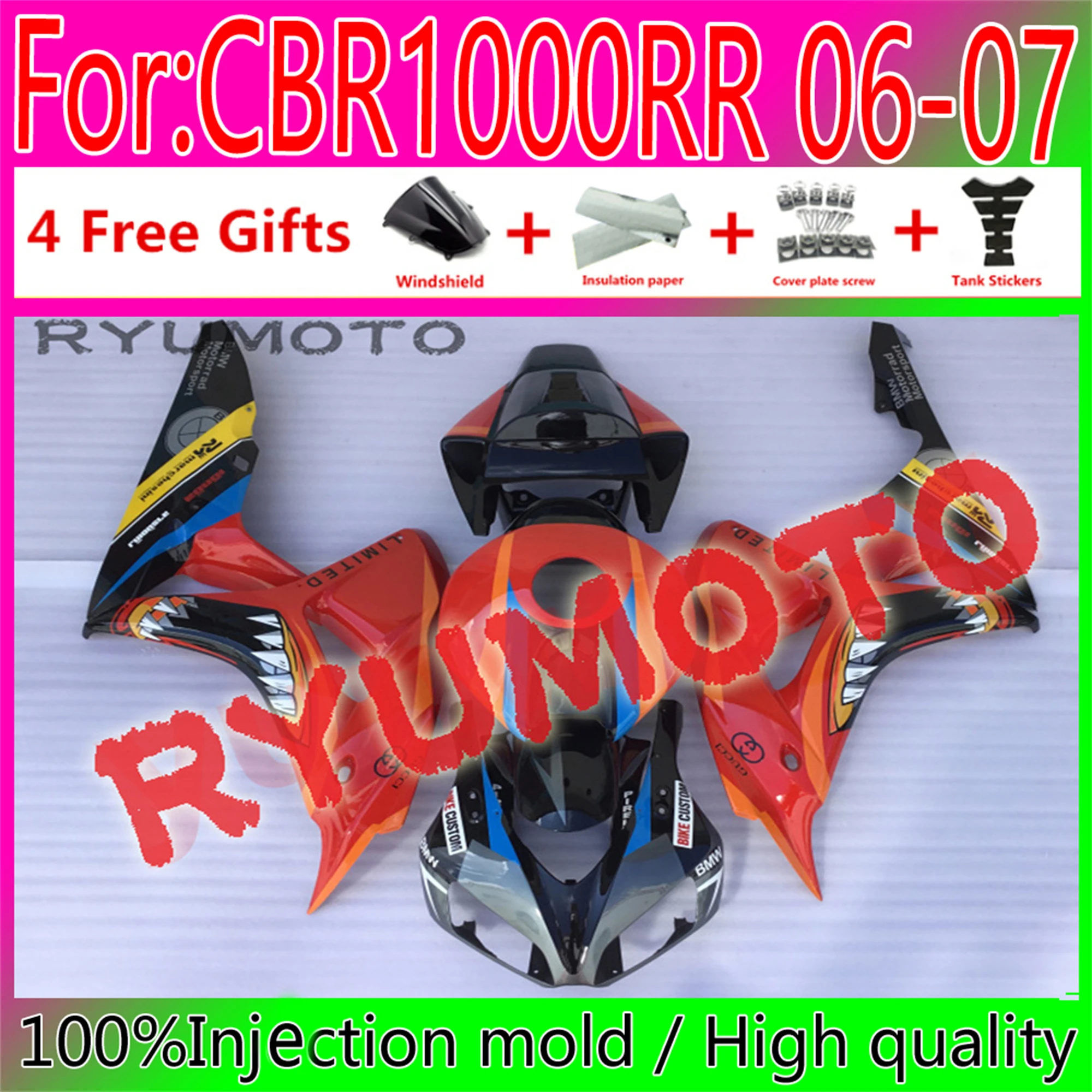 

New ABS Motorcycle Injection mold Fairings Kit Fit For Honda CBR1000RR 2006 2007 cbr1000 06 07 bodywork fairing