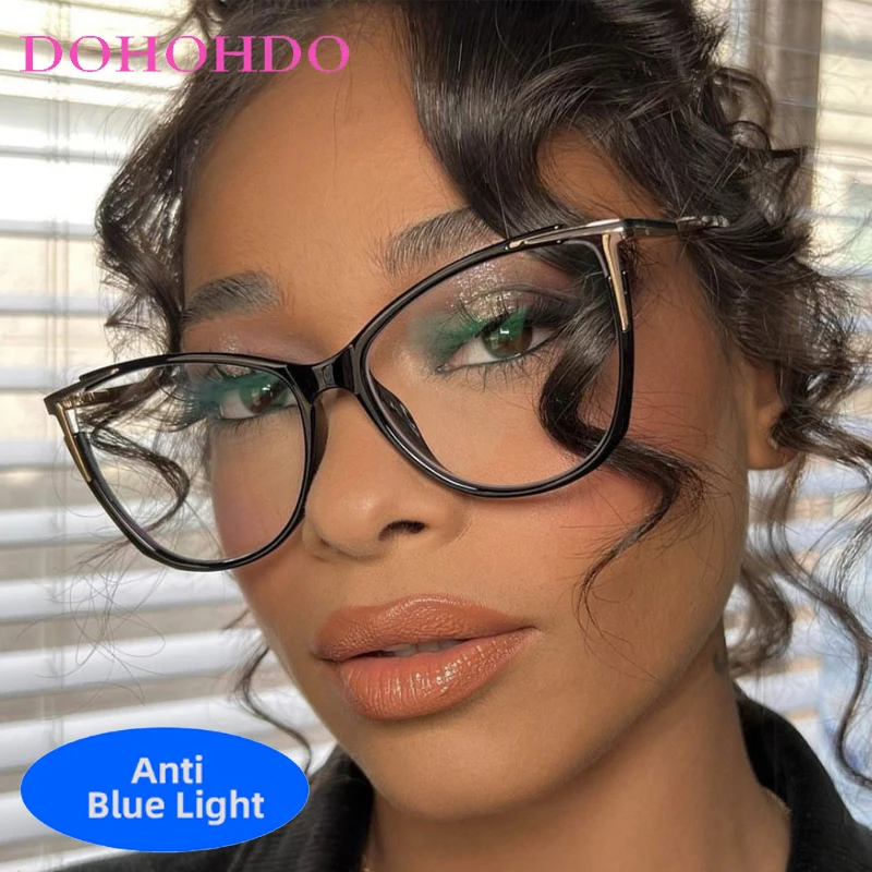 

Vintage Metal Trendy Cat Eye Anti Blue Light Glasses New Luxury Brand Designer Eyeglasses Men Women For Office Work Lentes Оч