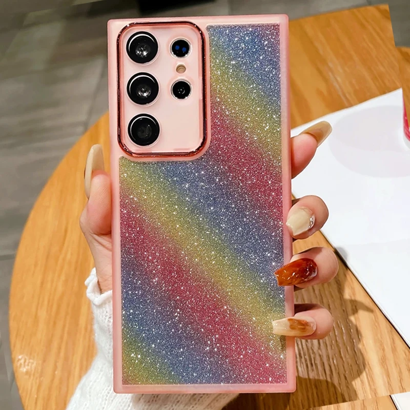 Rainbow Glitter Case For Samsung Galaxy A15 A25 A35 A55 A05 A05S A14 A24 A34 A54 A72 A32 A52 A13 A23 A33 A53 A73 A12 A22 Cover