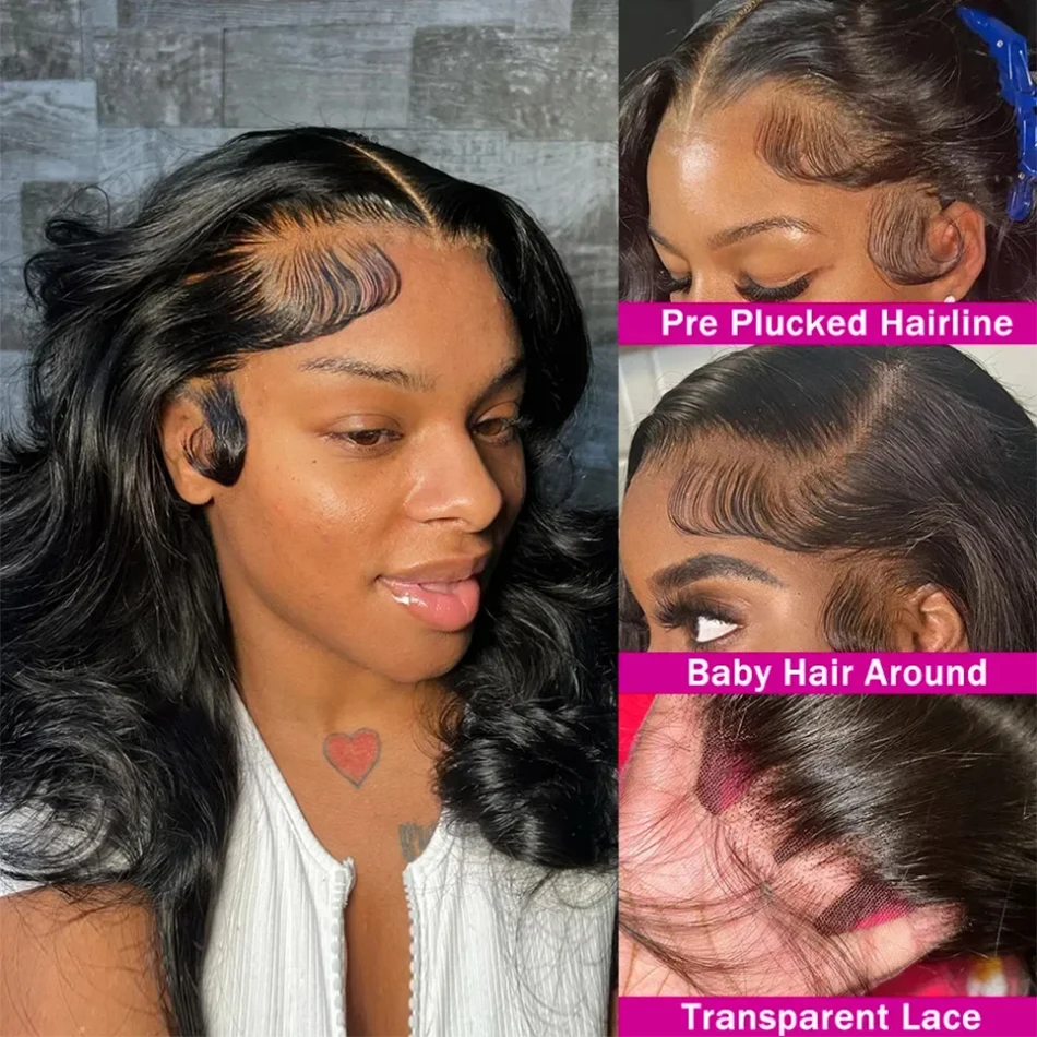 Brazylijskie Body Wave Bob Peruki 13x4 Przezroczyste Lace Front Ludzkie Włosy Peruki 4x4 Lace Closure Peruka Pre Cut Pre Plucked Baby Hair 180%