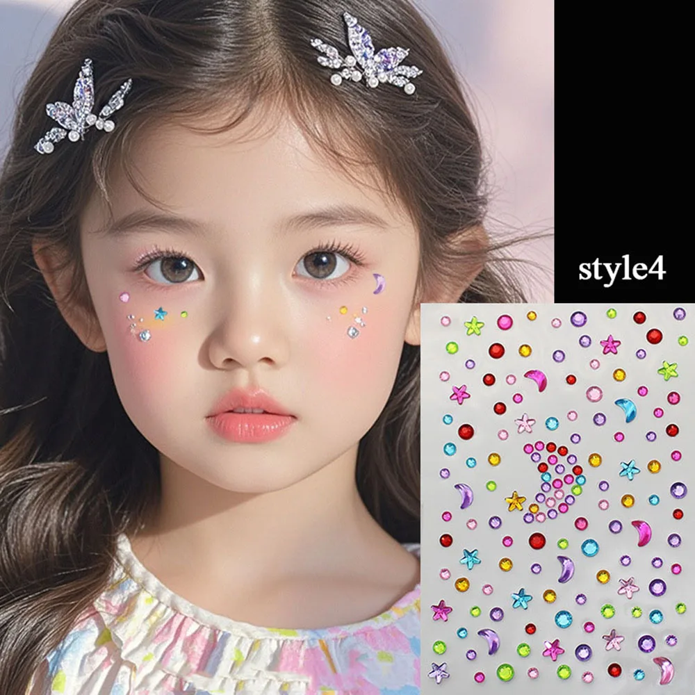 Face Diamond Gem Sticker 5D Colorful Rhinestone Tattoo Eyeshadow Stickers fo Festival Nail Body Makeup Bling Jewel DIY Decor