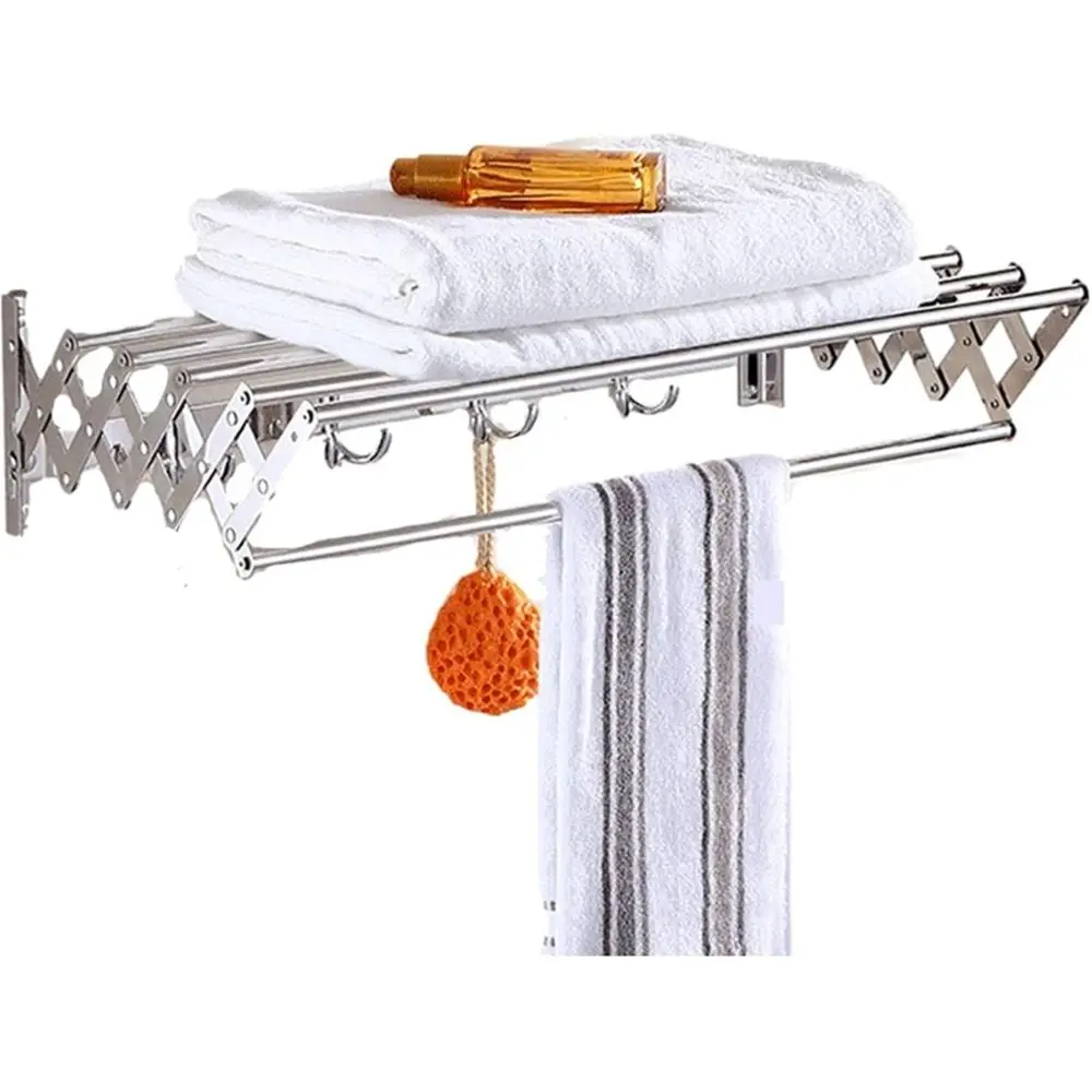 

Wall-Mounted Retractable Clothes Drying Rack - 100cm Collapsible Indoor/Outdoor Space-Saver