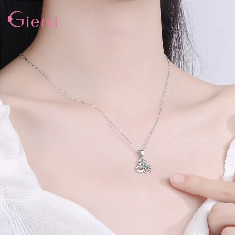 

Подвеска из 100% чистого серебра 925 пробы с цветами, модное ожерелье с прозрачными кристаллами CZ, простое украшение для женщин, ювелирный подарок на помолвку