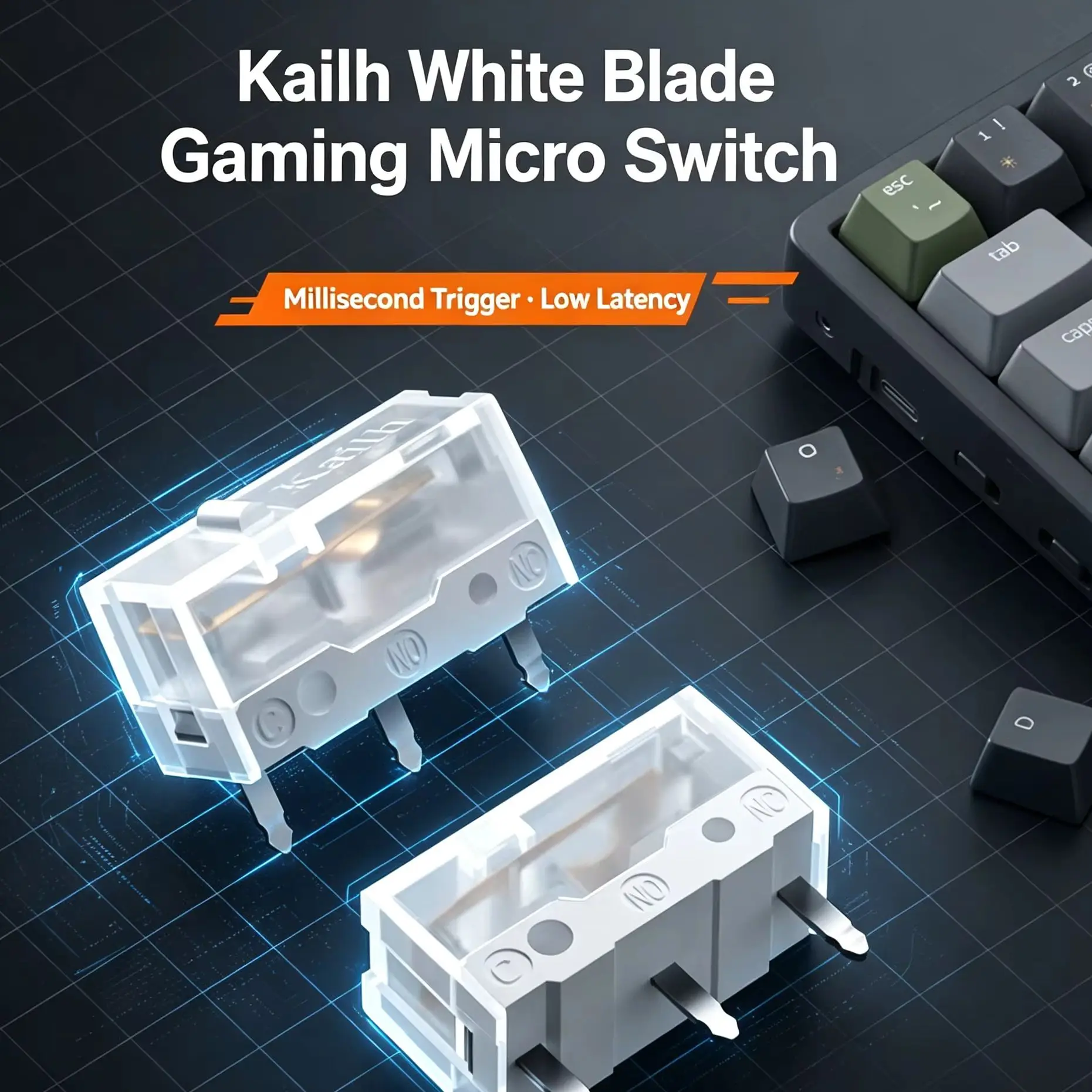 10Pc -1pc New Kailh White Blade Micro Switch 100 Million Click Computer Game Mouse Left Right Repair Microswitch Button