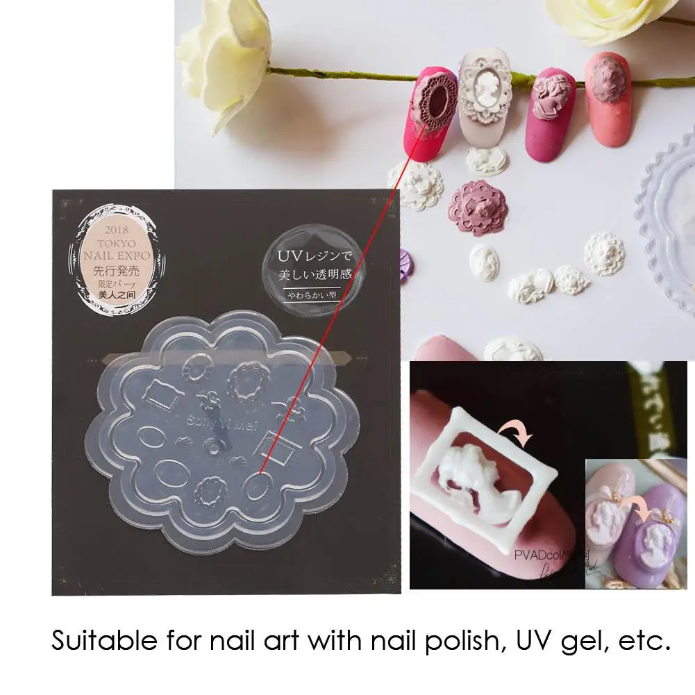 4 stijlen 3D siliconen acryl voor nagelvorms voor doe-het-zelf voor nail art - creatieve ontwerpsjablonen en patronen