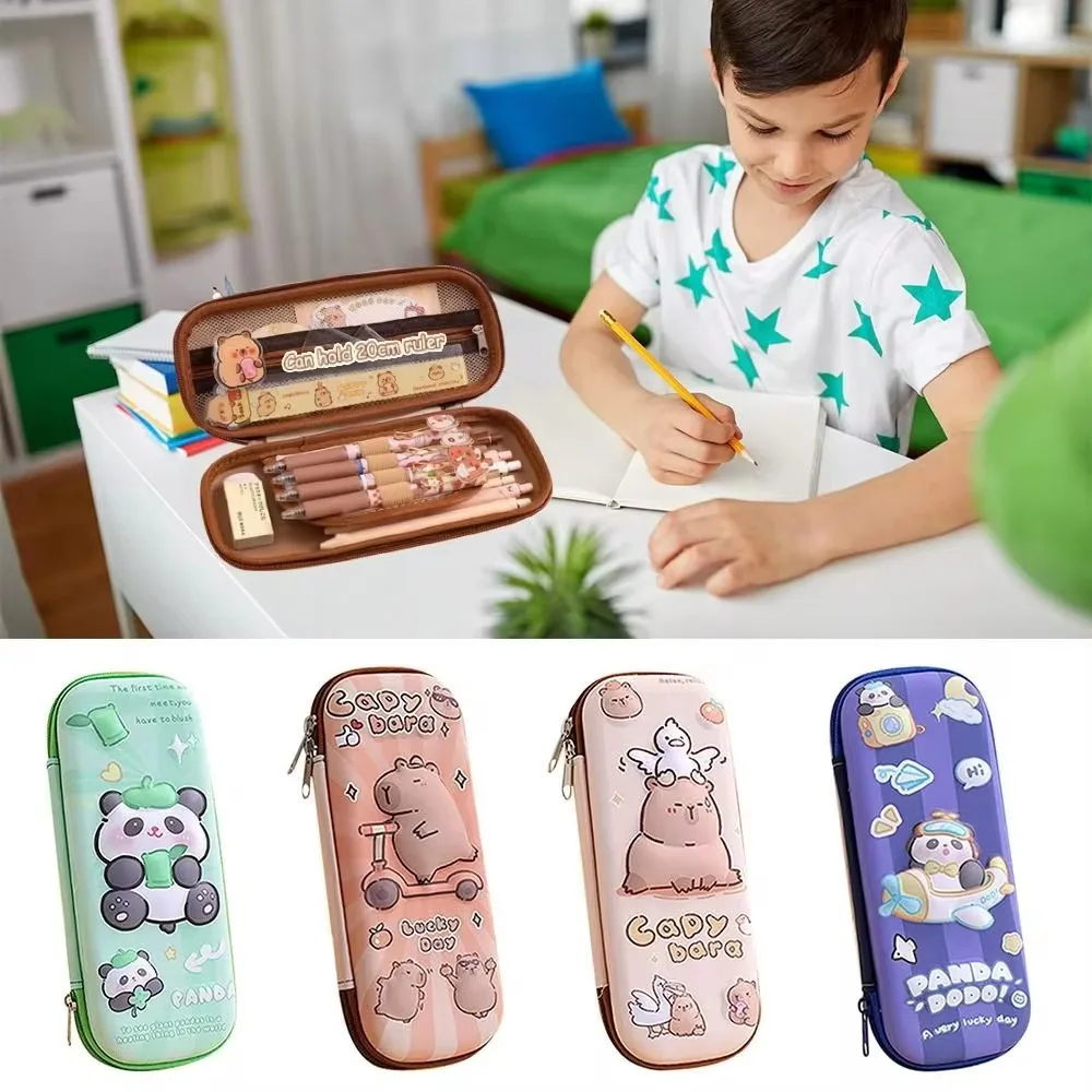 Large Capacity 3D Capybara Pencil Case Multifunctional Stereoscopic 3D Cartoon Pen Box Stationery Waterproof