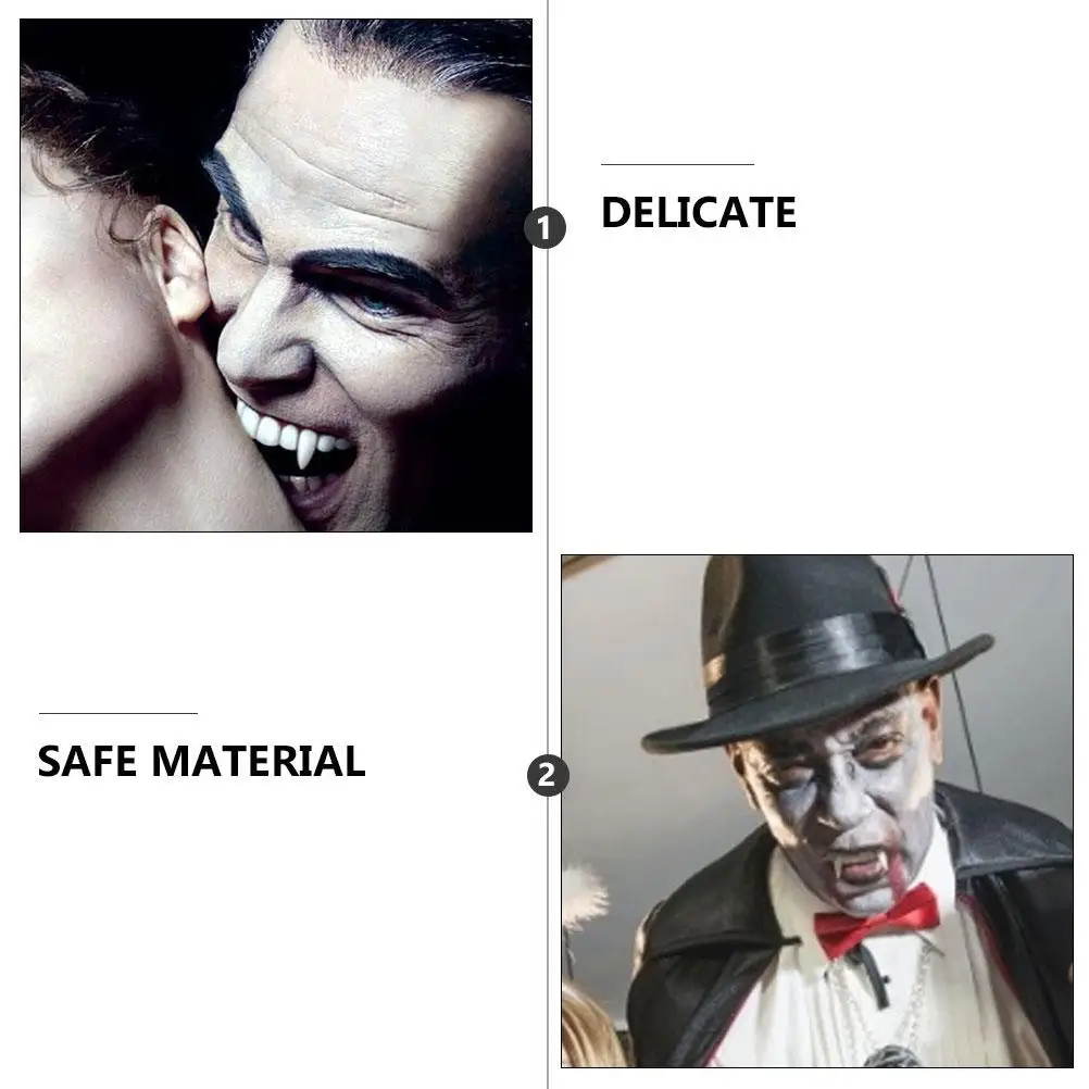 Decoración retráctil de dientes falsos para disfraz de Halloween, plástico PP blanco, accesorio para fiesta de amigos, juguete creativo