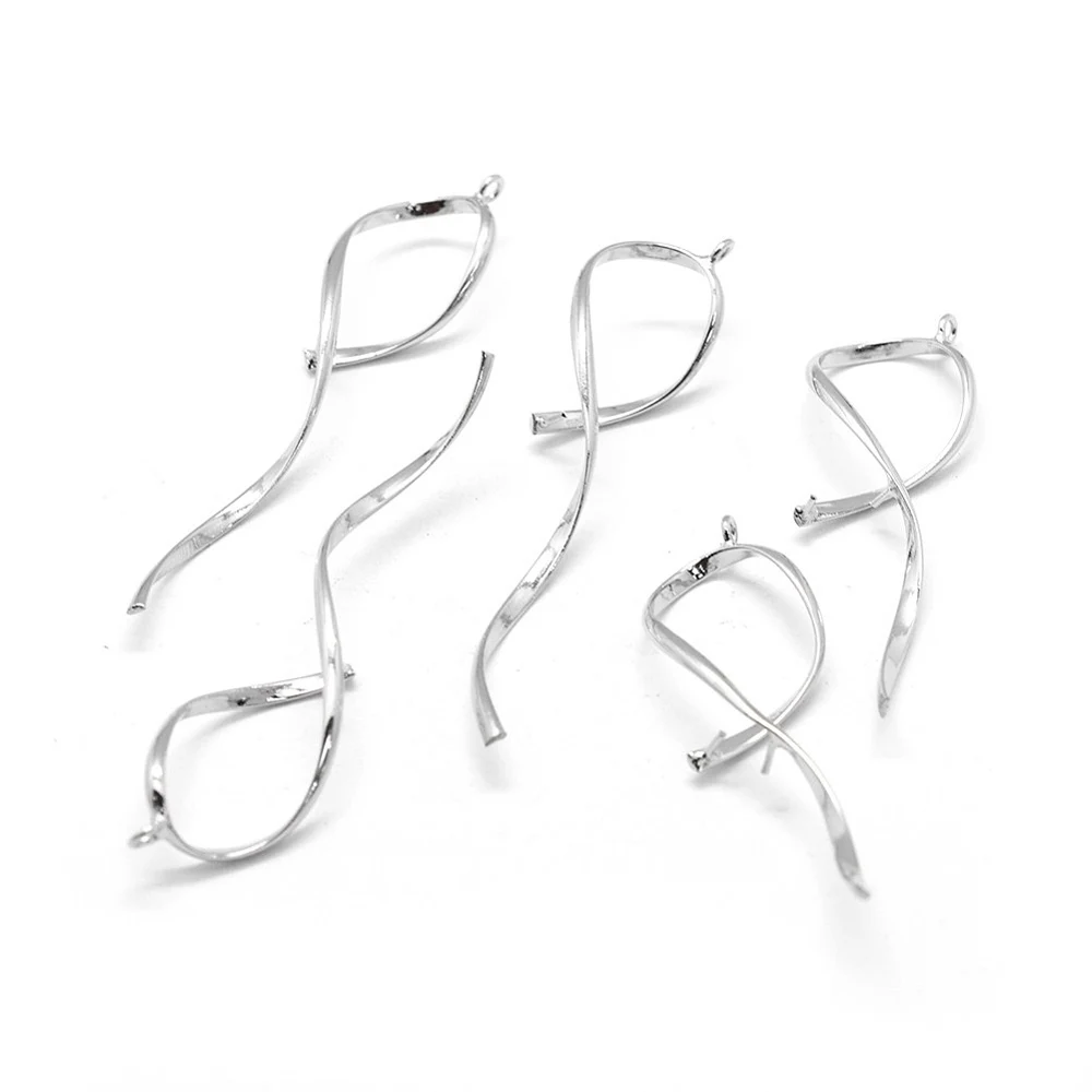 Pandahall 20 Stück Messing-Klemmhalterungen, Ice-Pick-Klemmhalterungen für die Anhängerherstellung, Platin, 54~63x15~20x2,5mm, Loch: 1,8mm, Stift: 0,5mm – Detail 2