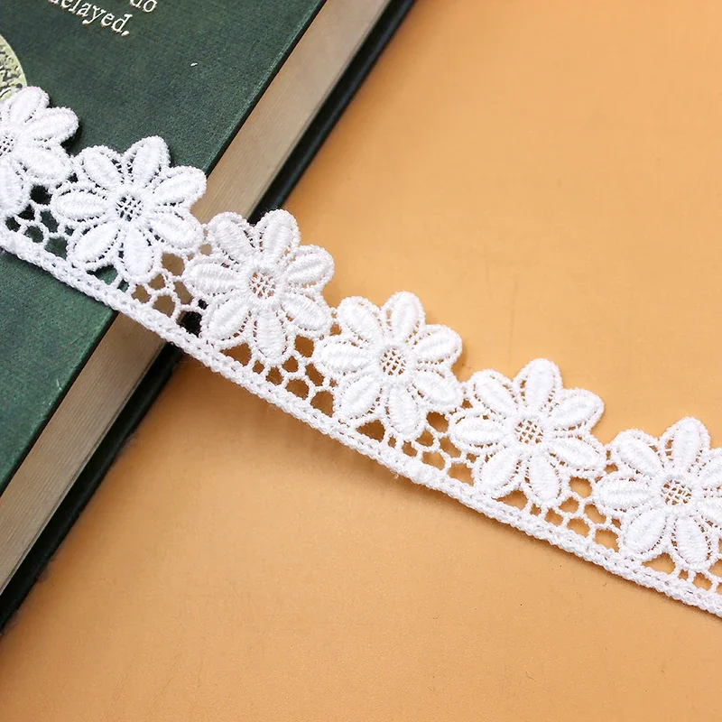 5 Yds Cotton Embroidered Lace White Scalloped Sewing Apparel Trims