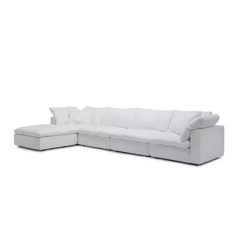 

Cream style fabric, Nordic living room high sense, cotton and linen retro minimalist sofa