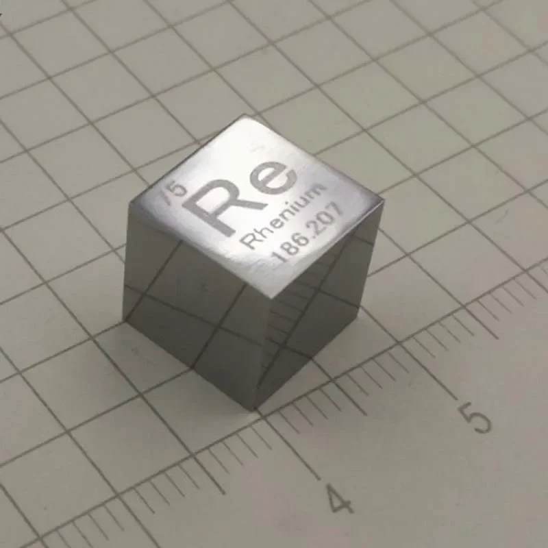 10mm Rhenium Re Cubic Periodic Table Cube 99.99% Pure Rhenium Cubic Metal Gift Rare Metal Rhenium Element Block Sample