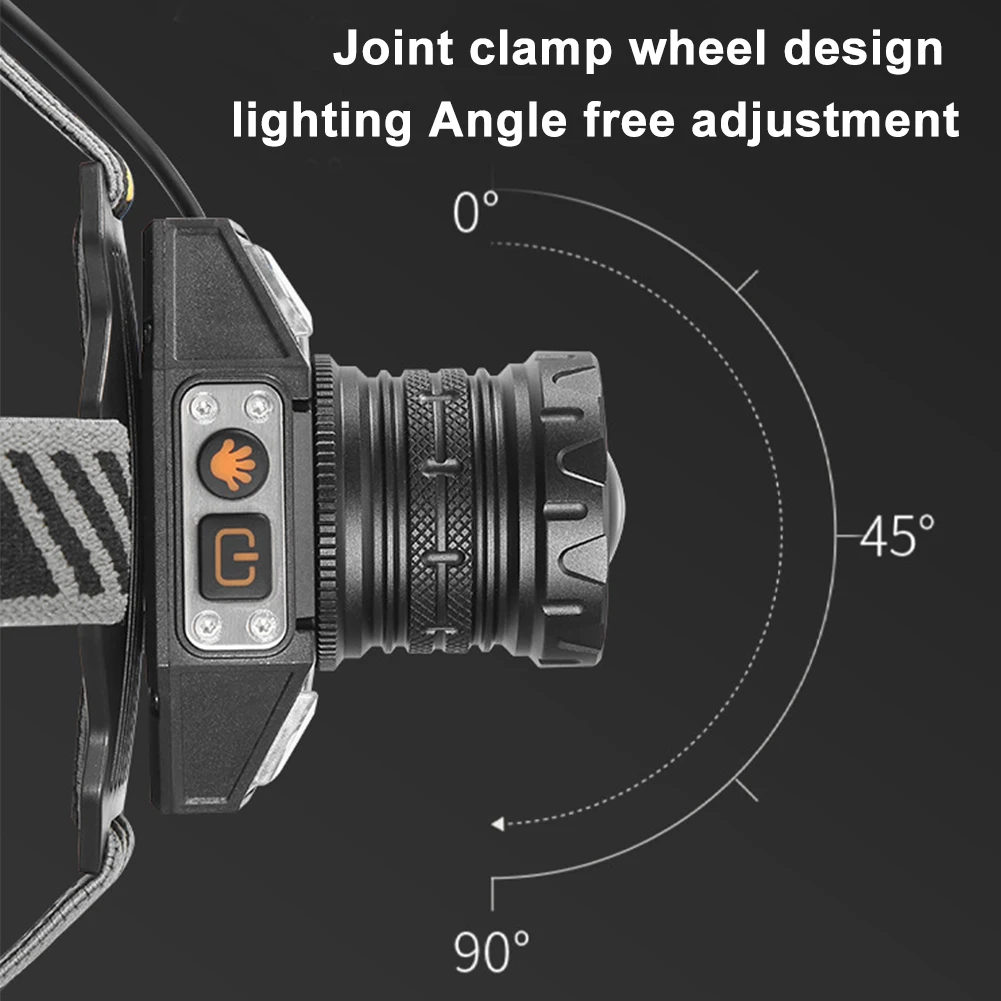 LED Induction Headlamp Motion Sensor Powerful Headlight Torch USB Rechargeable Power Display for Outdoor Camping Cycling Hiking