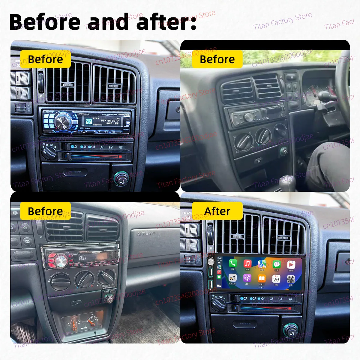 شاشة 6.86 بوصة وسائط متعددة للسيارة تعمل بنظام أندرويد لسيارة VW Volkswagen Corrado 1988-1995 1 Din وحدة رأس ستيريو وراديو Carplay GPS Wifi Autoradio