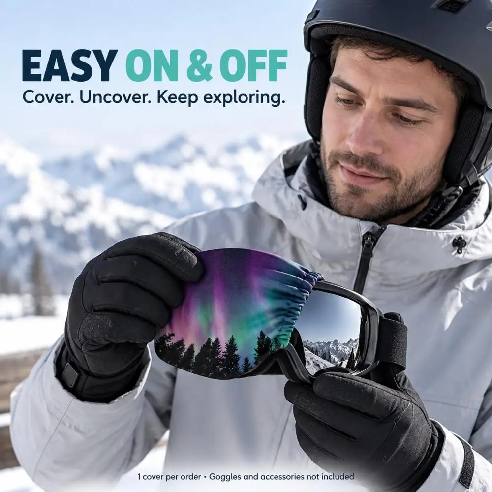 Outdoor Sports Ski Goggle Dust Cover Aurora Pattern Protective Lens Sleeve for Ski Snowboard Gear Accessories - view 4