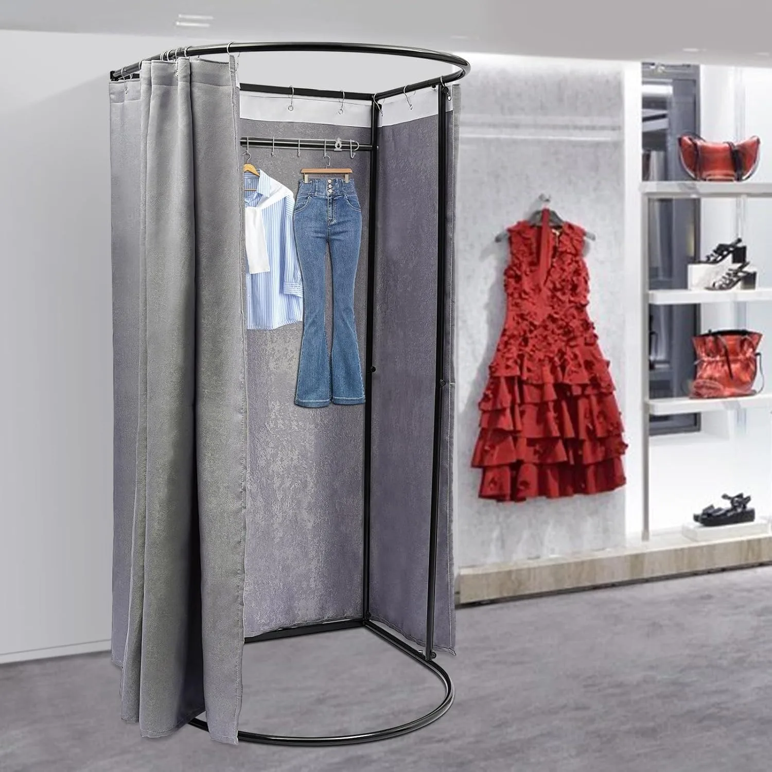 Portable Freestanding Changing Room Clothing Stores, Privacy Screen, Blackout Changing Room, Suitable for Shopping Mall