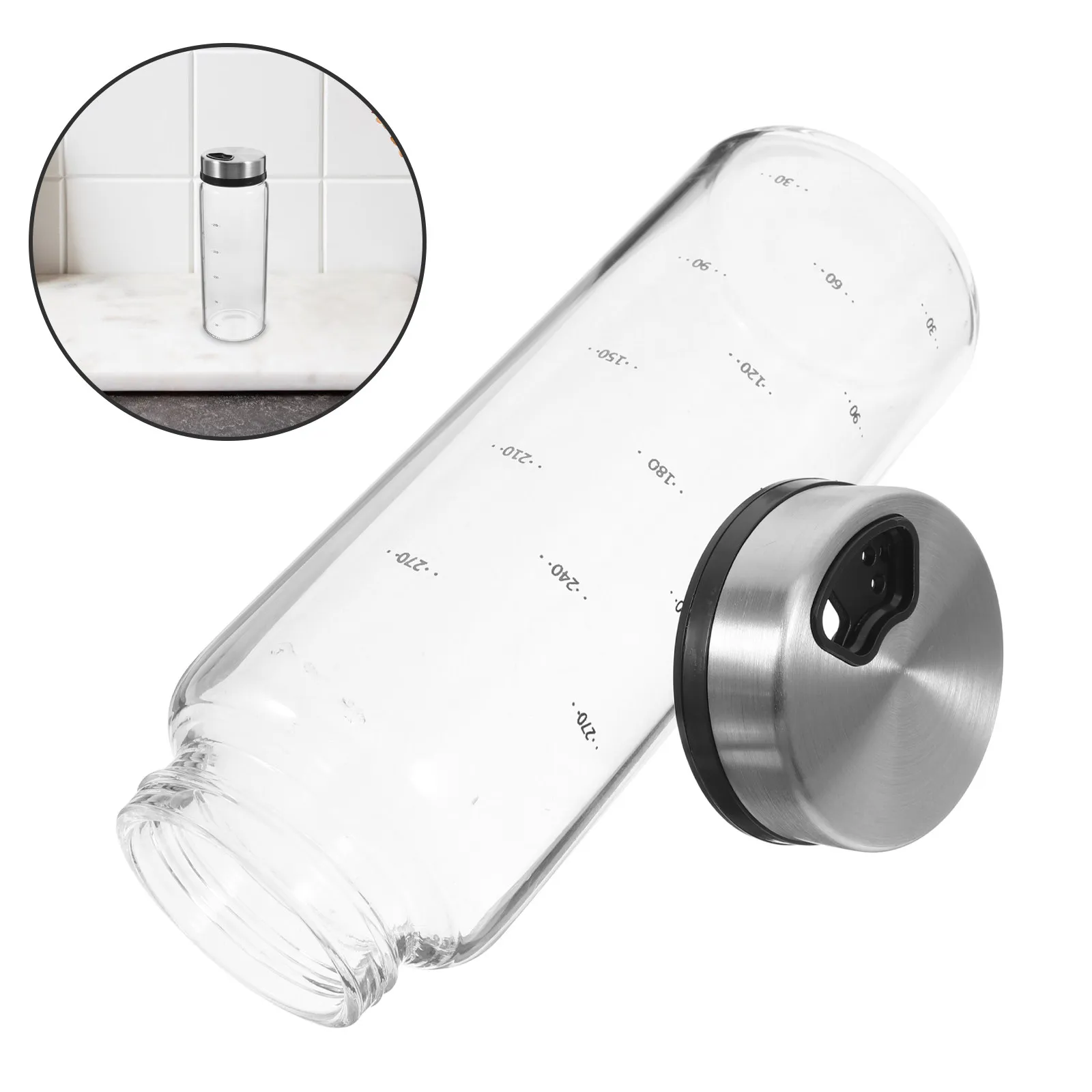 500Ml Clear Borosilicate Glass Seasoning Shaker Rotary Top Stainless Steel Dispenser for Flour Cocoa Sugar Baking Dredge Kitchen