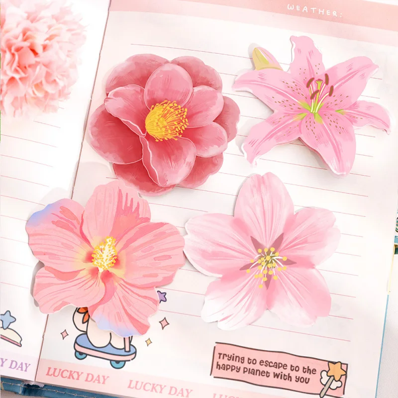 

30sheets Sakura Unique Shaped Flower Sticky Notes，DIY Self-Adhesive Memo Memo，Student Office Message Paper Notepad
