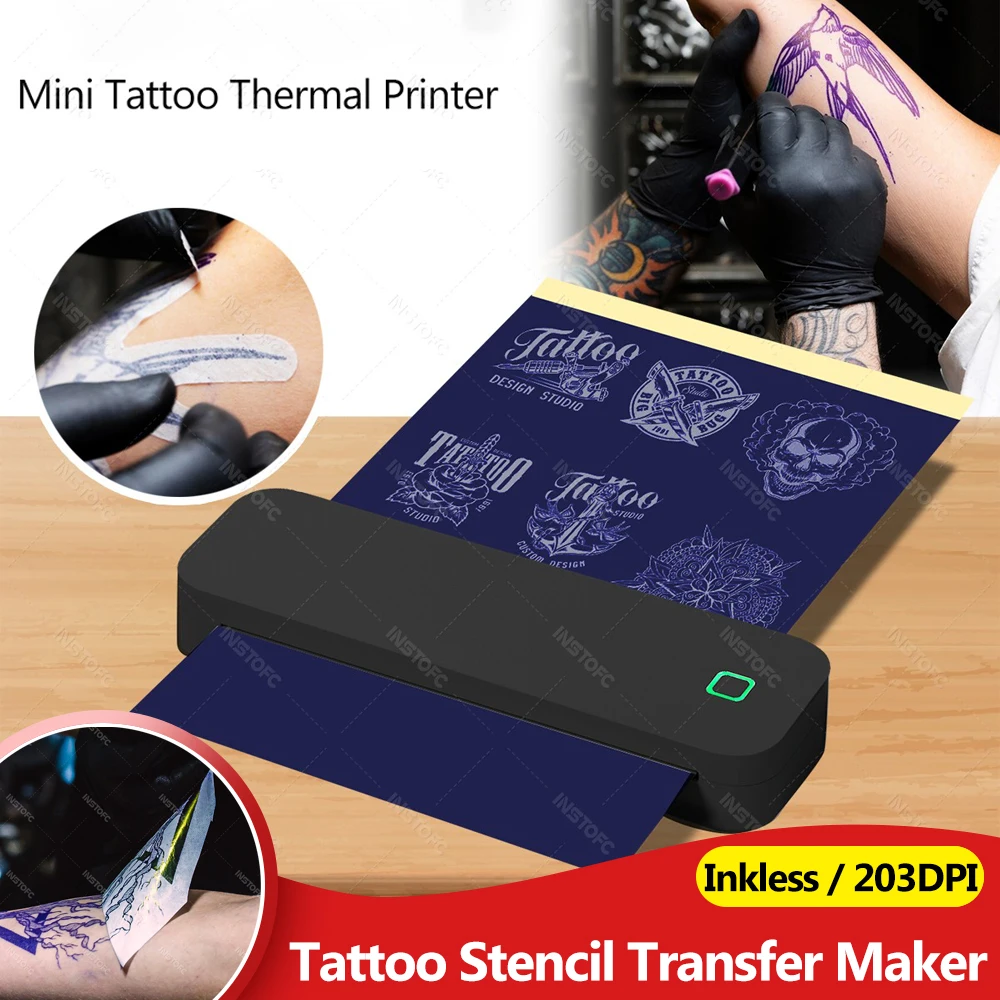 Inkless A4 Portable Thermal Tattoo Stencil Printer Support A40 Tattoo Transfer Paper Wireless Travel Printers for Car & Office