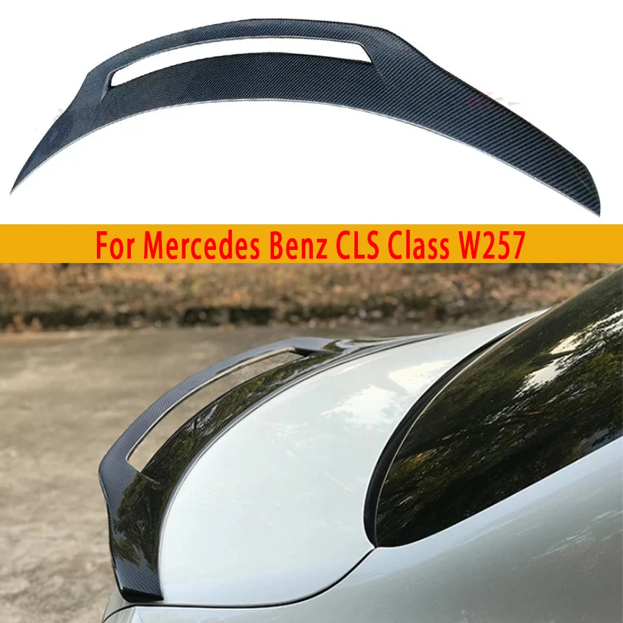 

For Mercedes Benz CLS Class W257 Carbon Fiber Tail fins Rear Deck Spoiler Duckbill Car Wing Retrofit the rear wing body kit