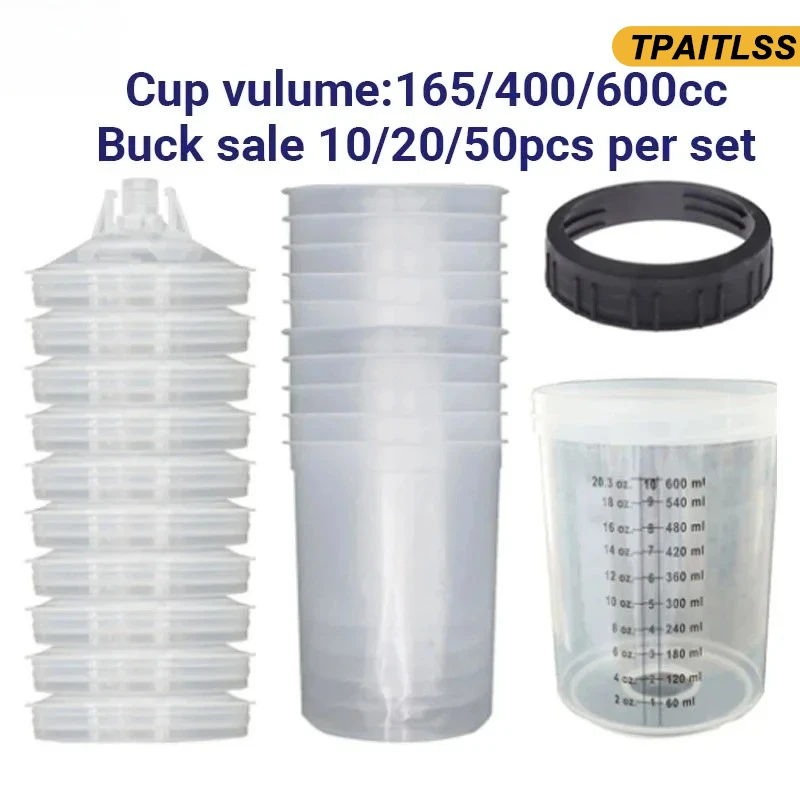 

Tpaitlss 10/20/50 шт. пистолет-распылитель, резервуар для краски, пистолет-распылитель, чашка для смешивания 165/400/600 мл, одноразовая мерная чашка типа H/O, быстрая чашка