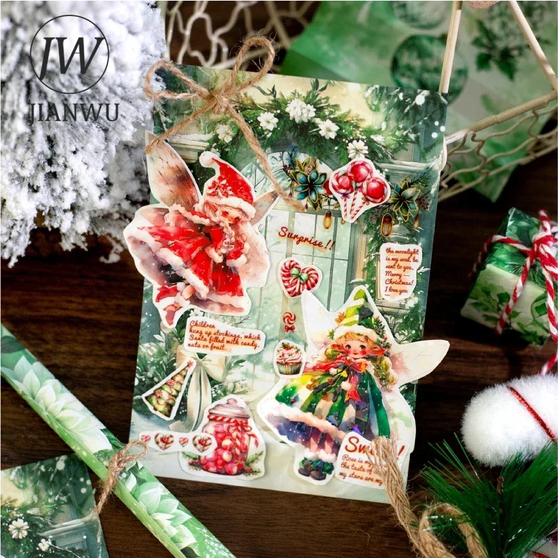 JIANWU Christmas Book Series Vintage Flower Festival Collage Decor Landscaping Material Paper Creative DIY Journal Stationery