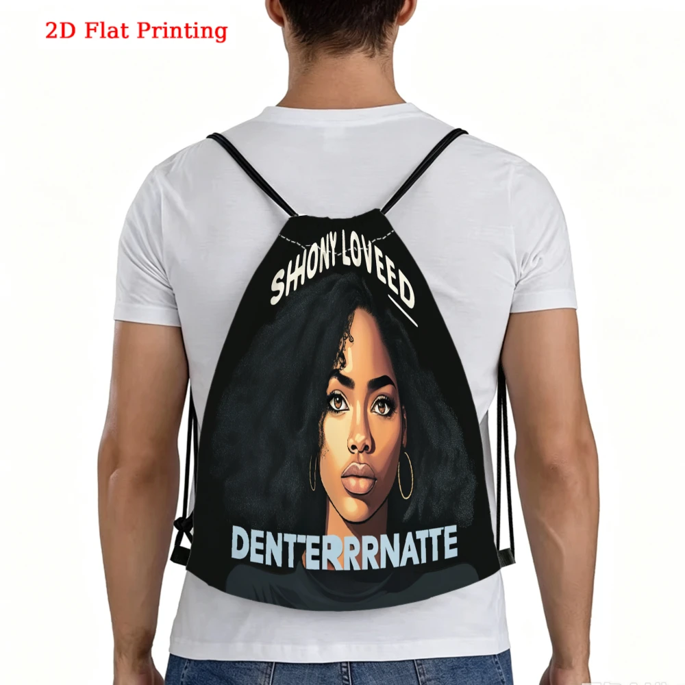 Fashionable, Drawstring Backpack, 2D Flat Printing Portrait Design, Fitness Sports Bag, Outdoor Travel Cinch Sack