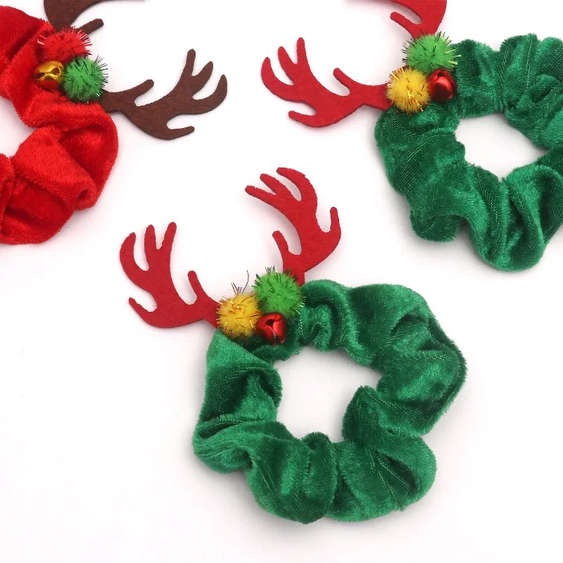 4pcs Christmas Small Gift Furry Elk Hair Accessory Cartoon Atmosphere Holiday Performance Decor Xmas Hair Ornament