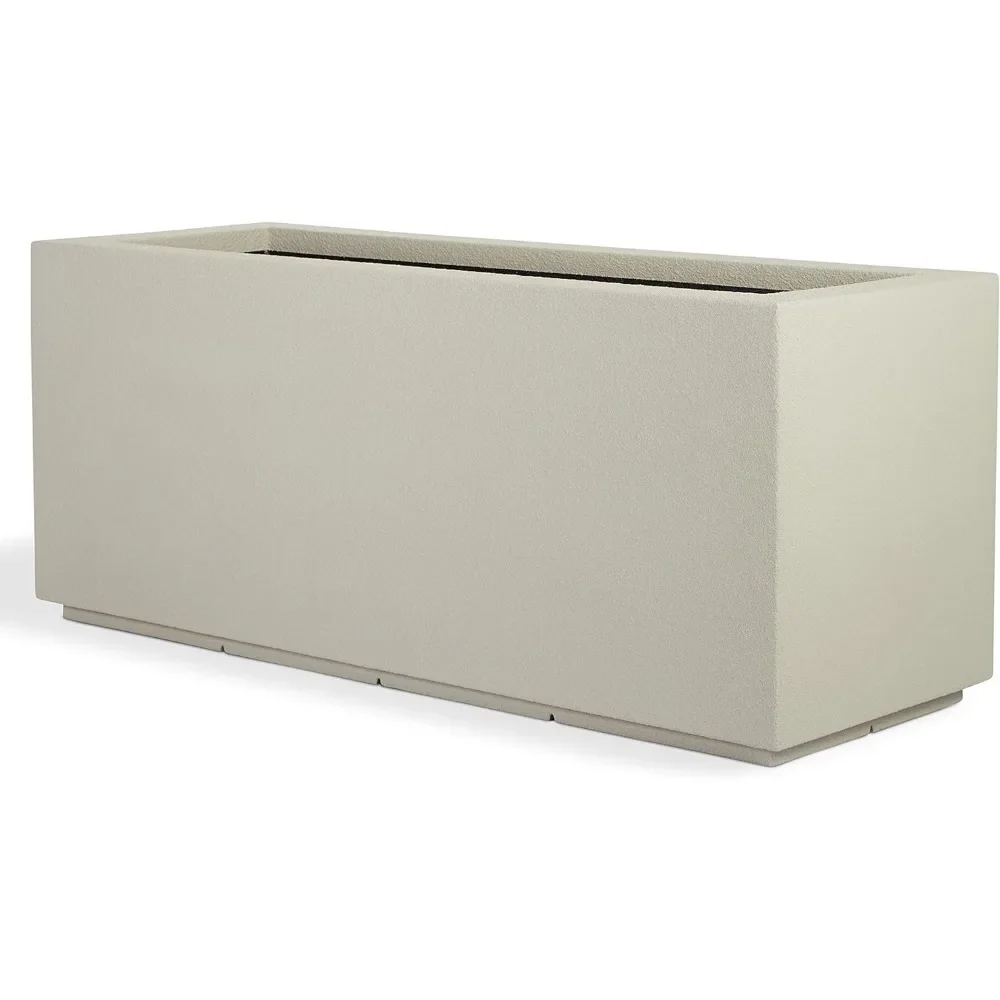 

Tall Modern Outdoor/Indoor Rectangular Trough Planter, 46" L X 17" W X 19" H, Lightweight, Heavy Duty, Flower Pots