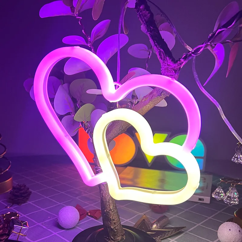 LED Neon Sign Lights, Battery or USB Operated Atmosphere Lamp, for Lover Bedroom Kids Gift Party Holiday Christmas Home Decor