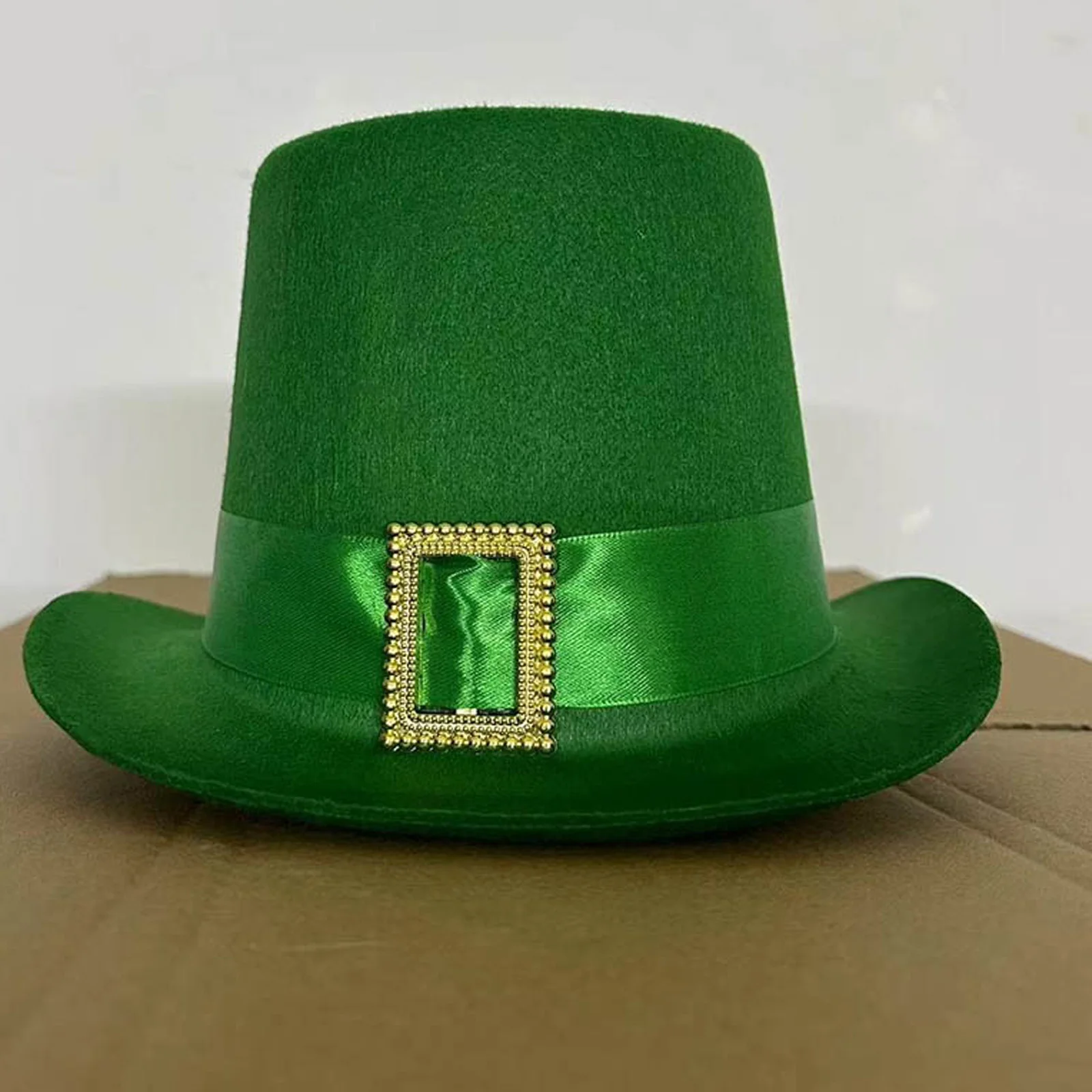 Chapeau haut-de-forme vert à la mode, chapeaux Fedoras à large bord, chapeau de Jazz pour hommes, casquette de soleil d'extérieur, Halloween, vacances irlandaises, décors de performance festive
