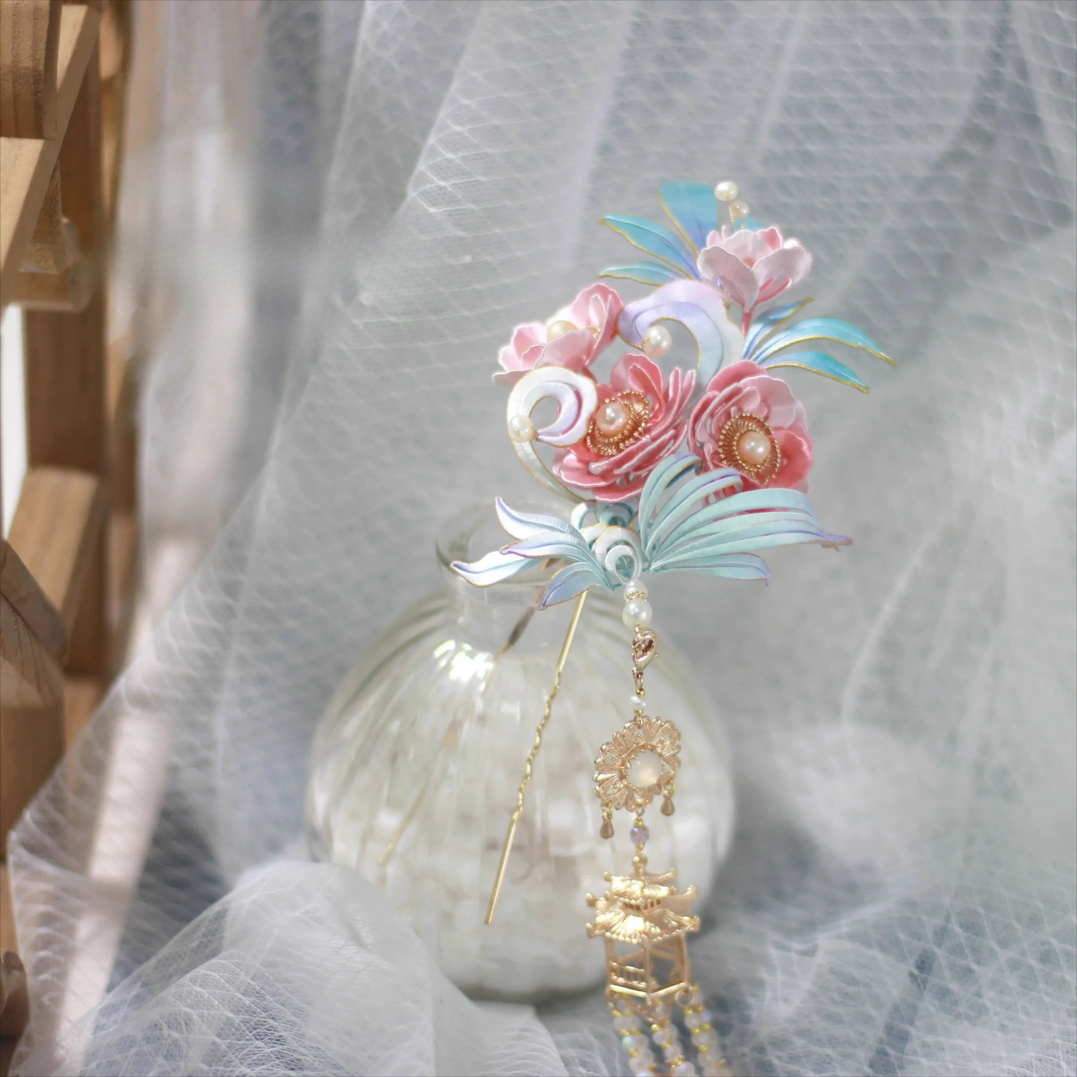 

Original Flower-wrapped Hairpin, Qingling, Ancient Hanfu Cheongsam, Fringed Accessories, Cute Breast Pins