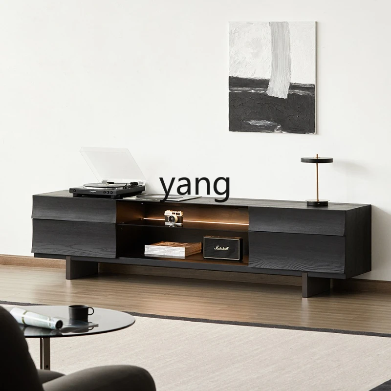 

LH modern simple solid wood TV cabinet floor-to-ceiling living room home minimalist retro storage storage
