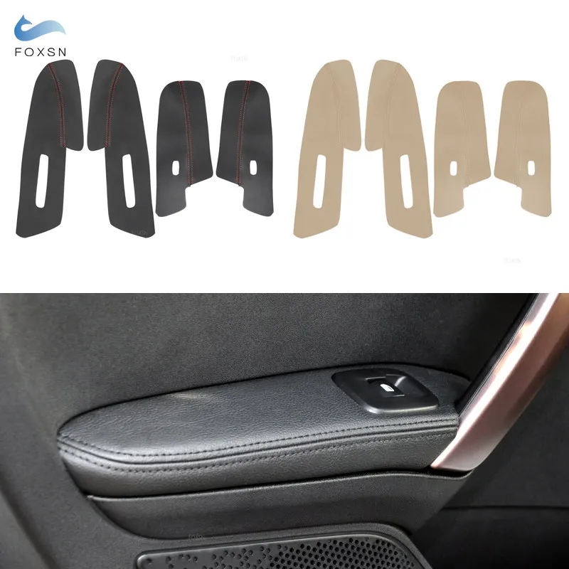 For Peugeot 2008 2014 2015 2016 2017 2018 4pcs Car Microfiber Leather Interior Door Armrest Panel Cover Sticker Trim with Tools