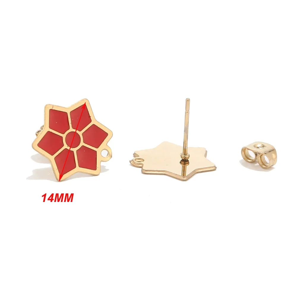Hot Stainless Steel Stud Earring Findings rose Post Stud Earrings with hole for Earring Making Golden Plated