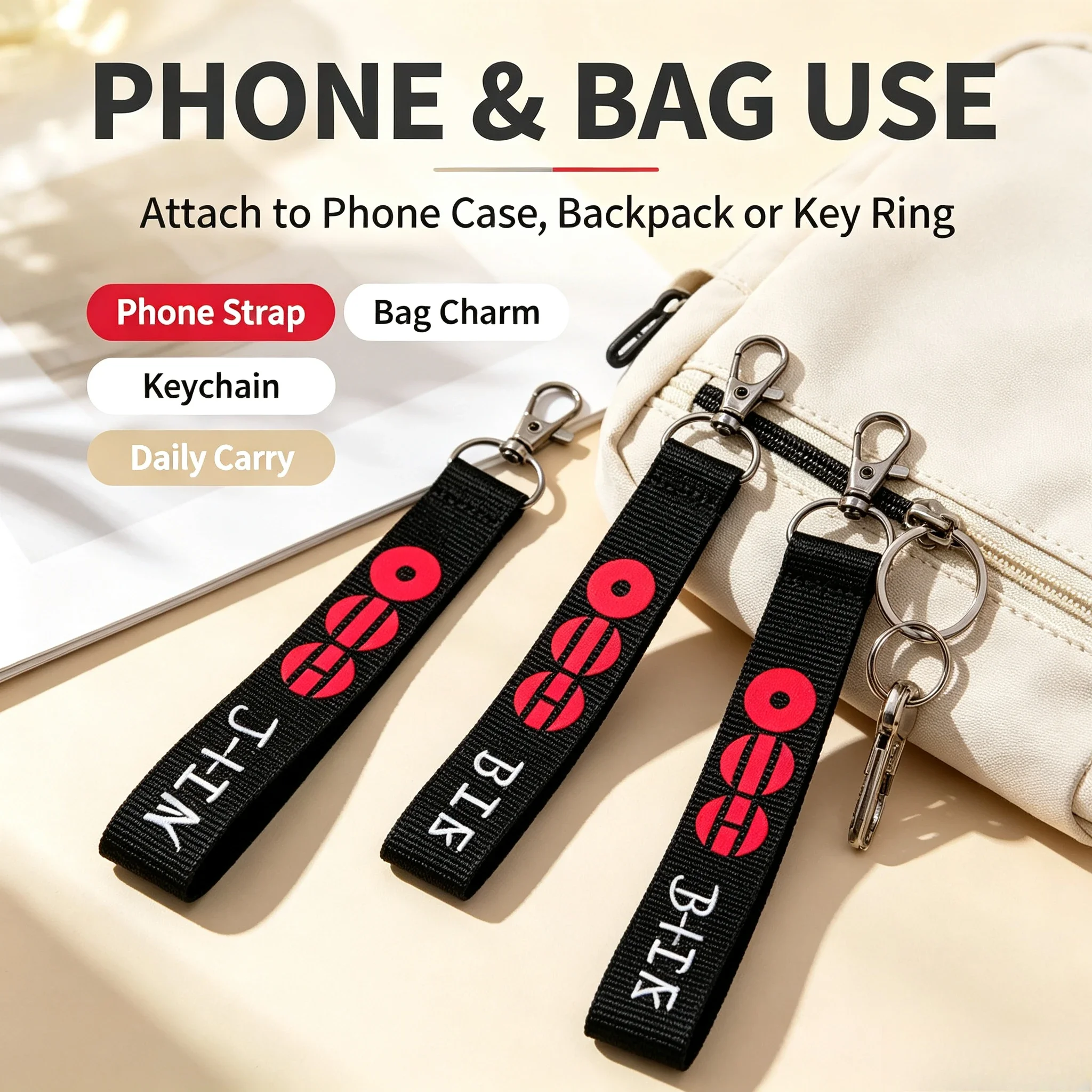 2026 New 7 Styles BTS Name Strap Keychain K-pop Idol Jin RM Suga Jimin V J-Hope Jungkook Lanyard Bag Charm Fans Gift view 5