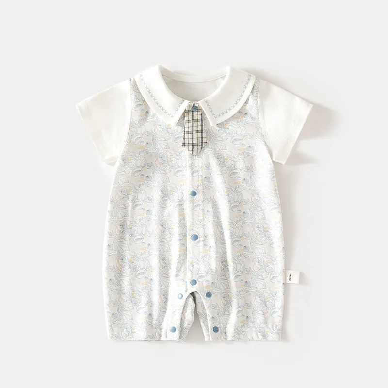 Baby Summer Ice Oxygen Cotton Short Sleeve Rompers Newborn Boneless Bodysuits Air Conditioning Clothes Toddler Climbing Suits
